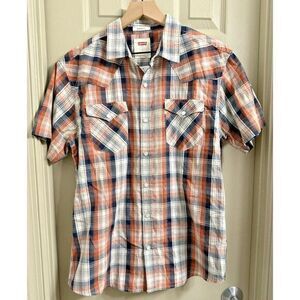 Levi's Men's Medium Western Style Plaid Pattern‎ Snap Front Short Sleeve Shirt